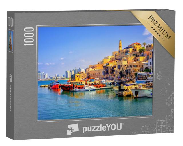 Puzzel 1000 stukjes „Oude binnenstad, haven van Jaffa en skyline van Tel Aviv, Israël“