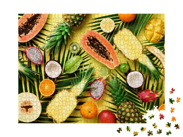Puzzle 1000 Teile „Früchte und tropische Palmenblätter“