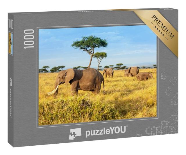 Puzzle 1000 Teile „Afrikanische Elefanten im Maasai Mara National Reserve, Kenia“