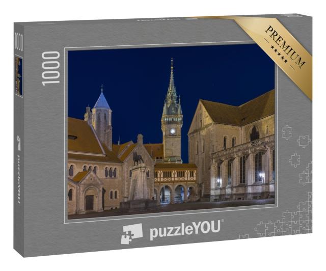 Puzzle 1000 Teile „Burgplatz in Braunschweig am Abend“