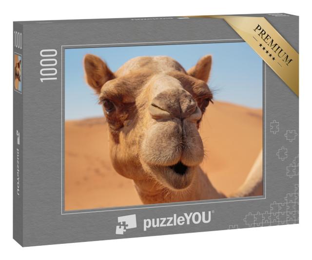Puzzle 1000 Teile „Ein freundliches Kamel in der Wüste“