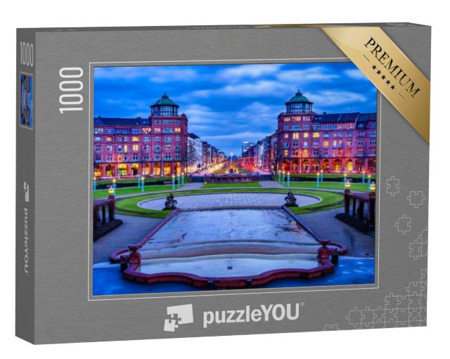 Puzzel 1000 stukjes „Friedrichsplatz, stadspark in de winter, Mannheim, Duitsland“