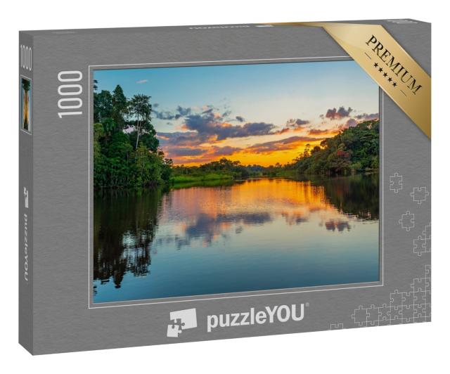 Puzzle 1000 Teile „Sonnenuntergang an einer Lagune im Amazonas-Regenwaldbecken“