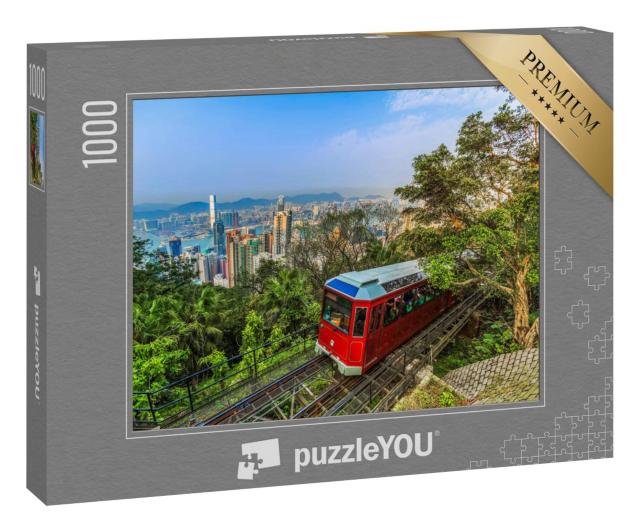 Puzzle 1000 Teile „Aussichtspunkt über Hongkong: Victoria Peak Straßenbahn“