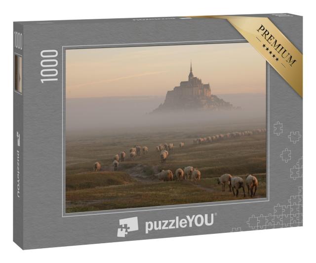 Puzzle 1000 Teile „Gezeiteninsel Le Mont Saint-Michel im Morgenlicht, Normandie, Nordfrankreich“