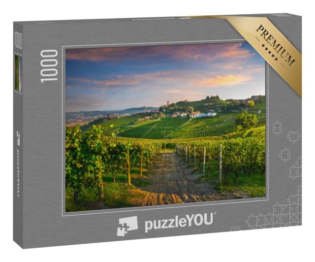 Puzzle 1000 Teile „Das Dorf Barbaresco und die Weinberge der Langhe, Unesco-Stätte, Piemont“