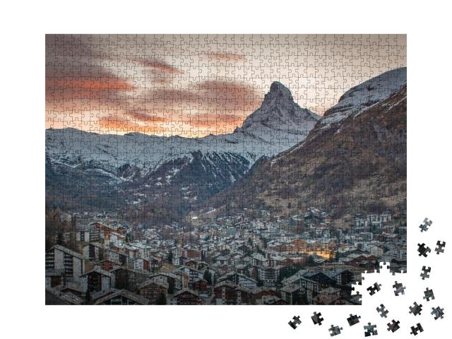 Puzzle 1000 Teile „Zermatter Tal und Matterhorn in der Schweiz“