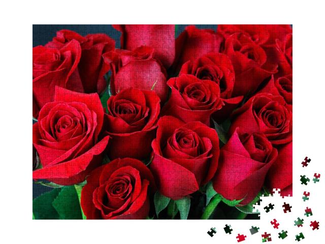 Puzzle 1000 Teile „Ein Strauß von roten Rosen“