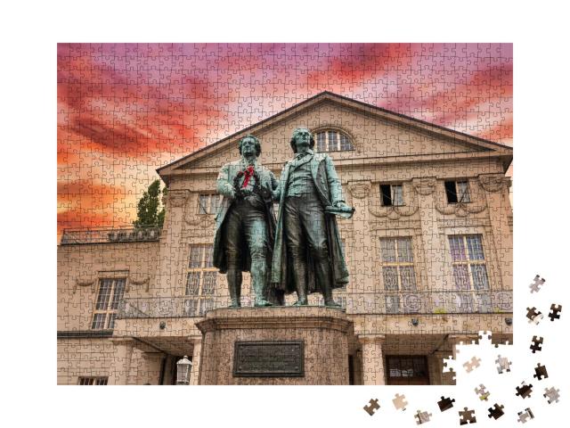 Puzzle 1000 Teile „Goethe-Schiller-Denkmal in Weimar, Thüringen, Deutschland“