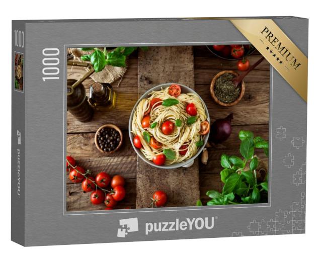 Puzzel 1000 stukjes „Verse pasta met olijfolie en knoflook“