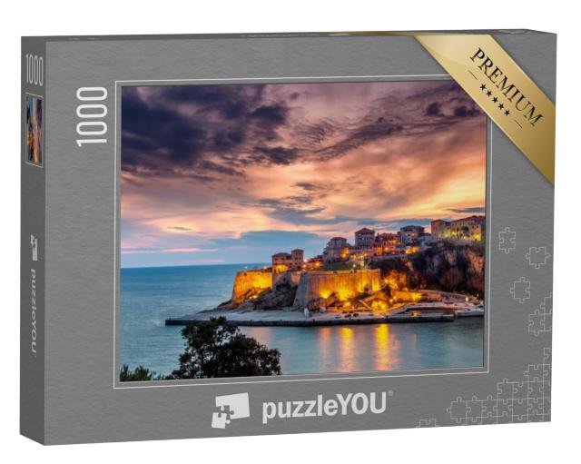 Puzzel 1000 stukjes „Oude stad en fort Ulcinj, Adriatische Zee, Montenegro“