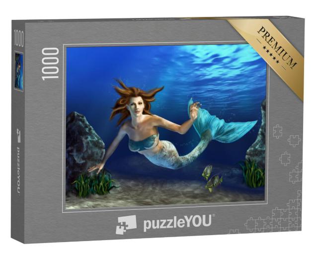 Puzzel 1000 stukjes „Zeemeermin duikend in zee“