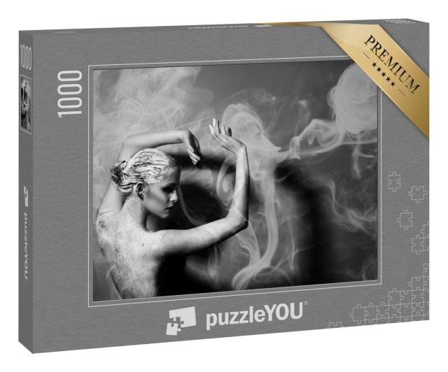 Puzzle 1000 Teile „Kunstfotografie: Frau in abstraktem Rauch“