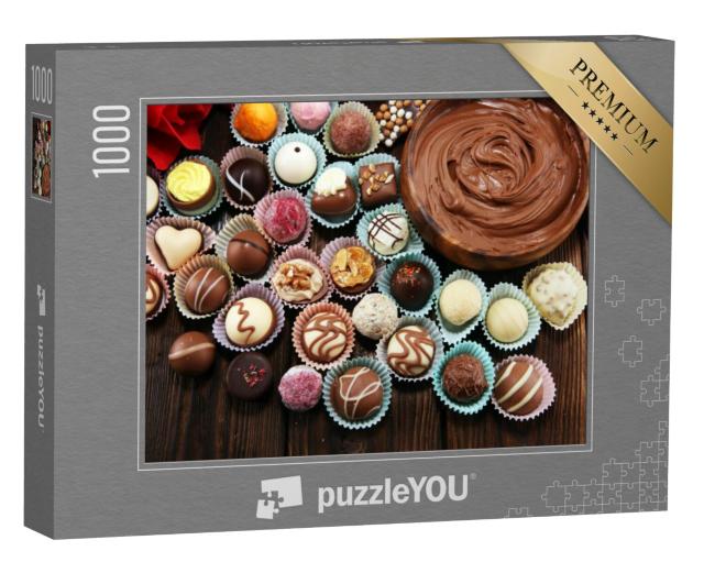 Puzzel 1000 stukjes „Belgische patisserie: allerlei soorten chocolade“