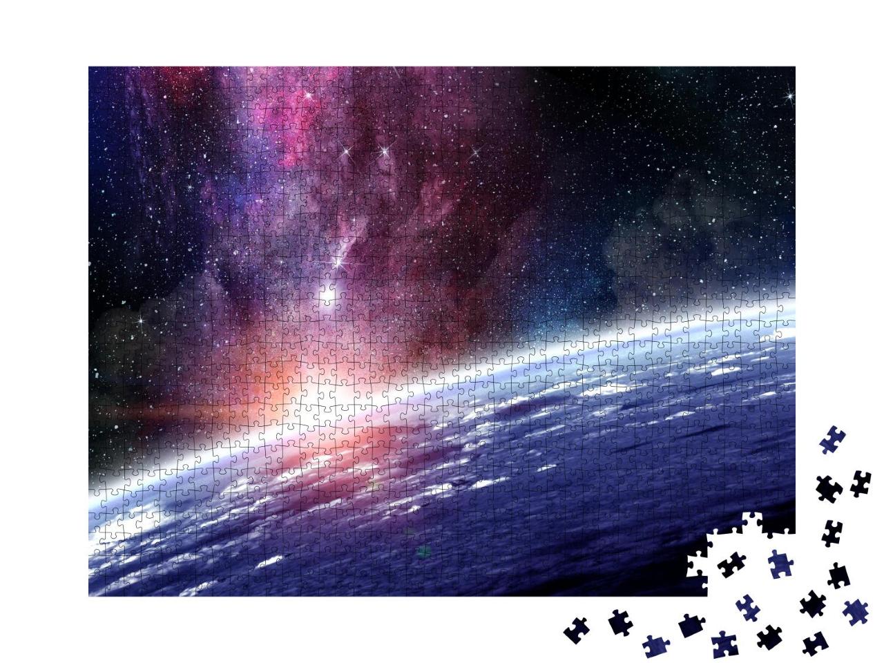 Puzzle 1000 Teile „Weltraumplaneten und -nebel, Sterne“