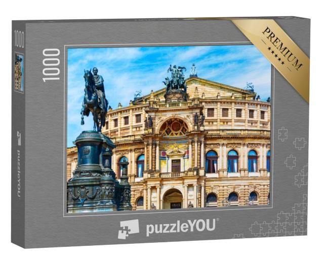 Puzzel 1000 stukjes „Semper Opera House en Sint-Jansmonument in Dresden“