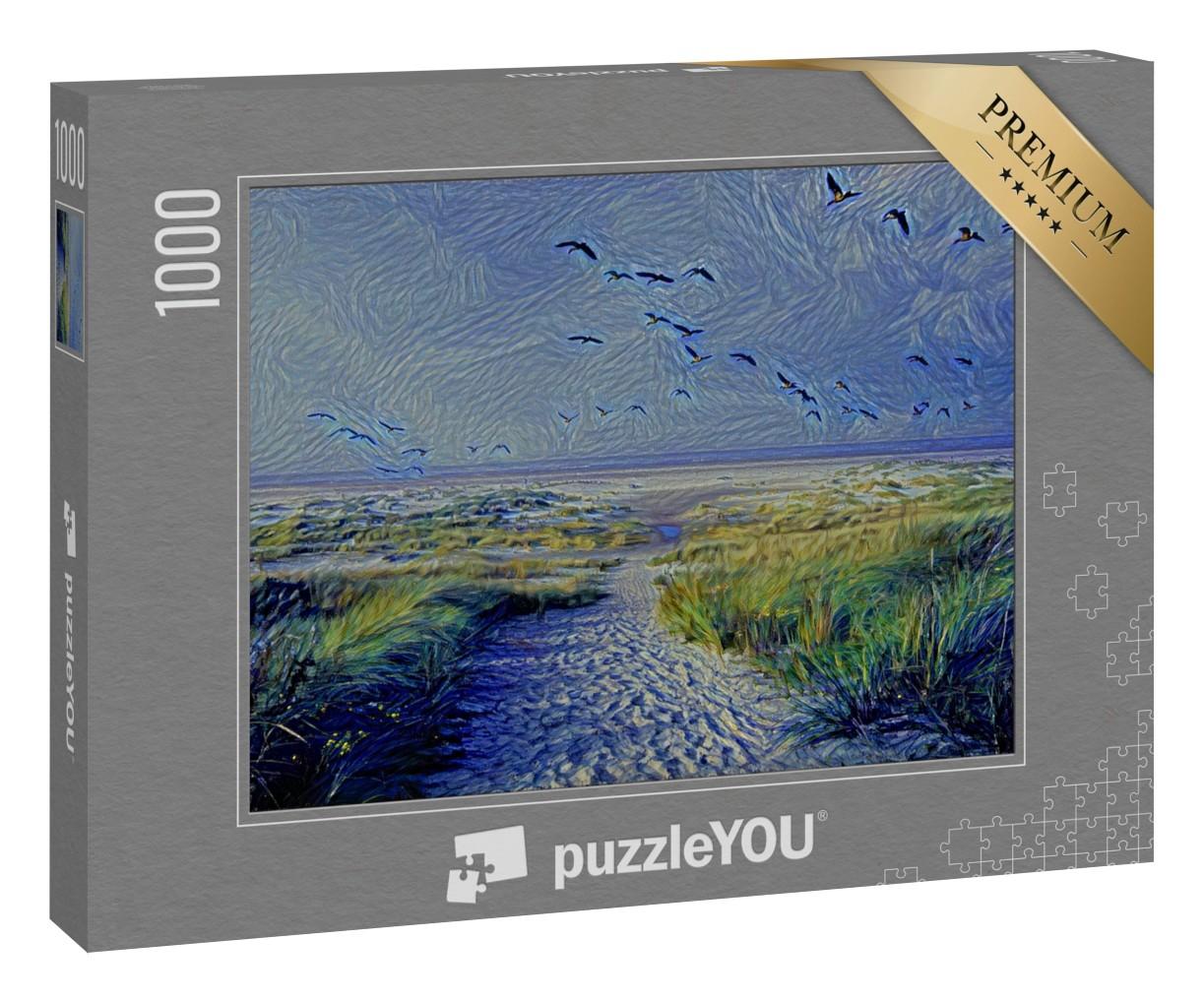 Puzzle 1000 Teile „im Kunst-Stil von van Gogh, Sternennacht - Enten - Puzzle-Kollektion Künstler & Gemälde“