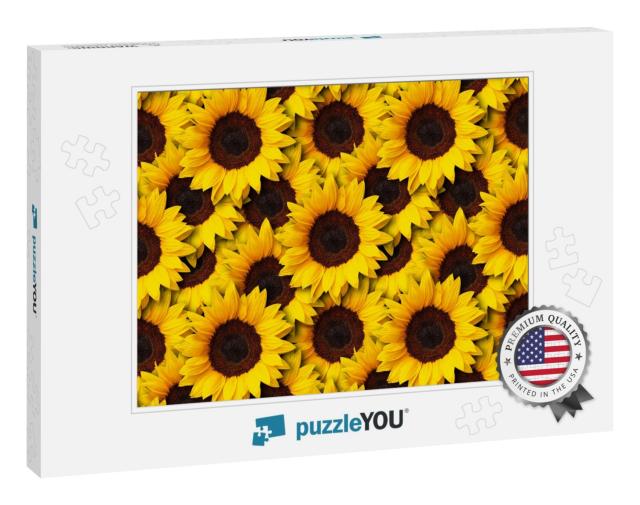 Sunflowers Flowers Seamless Pattern Design Background. Ca... Jigsaw Puzzle