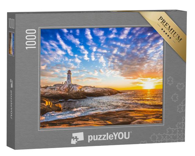 Puzzel 1000 stukjes „De vuurtoren van Peggy's Cove bij zonsondergang, Canada“