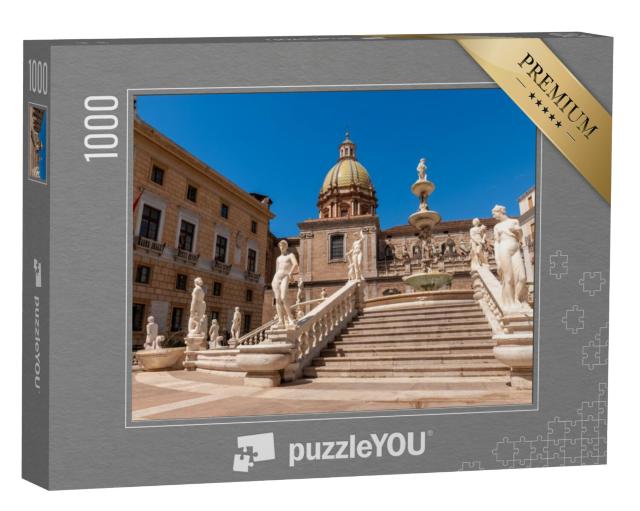 Puzzel 1000 stukjes „Fontana Pretoria op het Piazza Pretoria in Palermo, Sicilië“