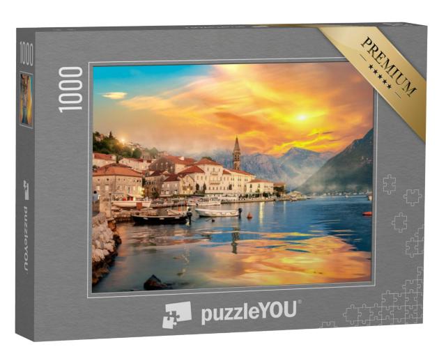 Puzzel 1000 stukjes „Historische stad Perast in de Baai van Kotor, Montenegro“