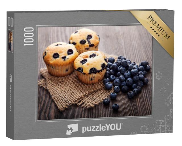 Puzzel 1000 stukjes „Muffin met bosbessen, zoet gebak“