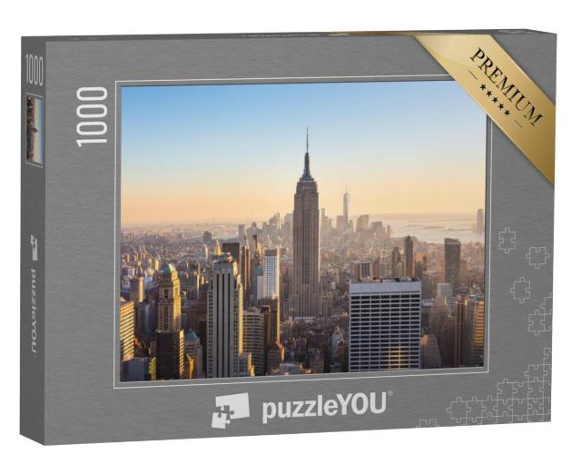 Puzzel 1000 stukjes „Manhattan Downtown: Skyline met verlicht Empire State Building“