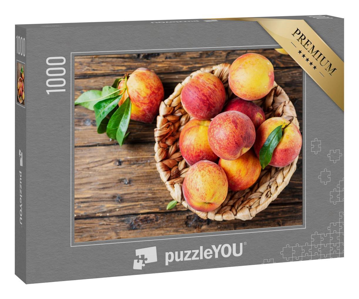 Puzzle 1000 Teile „Frische süße Pfirsiche, Sommer“