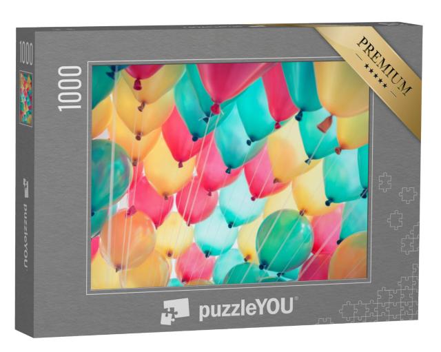 Puzzel 1000 stukjes „Kleurrijke ballonnen stijgen de lucht in“