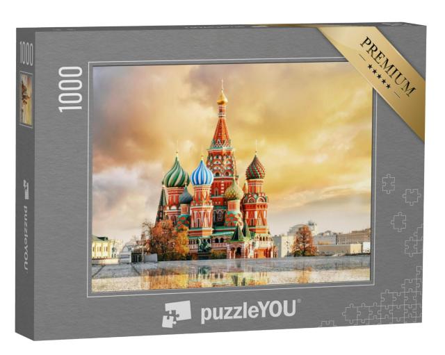 Puzzel 1000 stukjes „Gezicht op de Sint-Basiliuskathedraal op het Rode Plein, Moskou, Rusland“