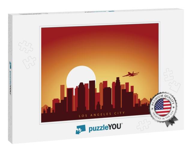 Vector Background Design City Skyline of Loss Angeles in... Jigsaw Puzzle