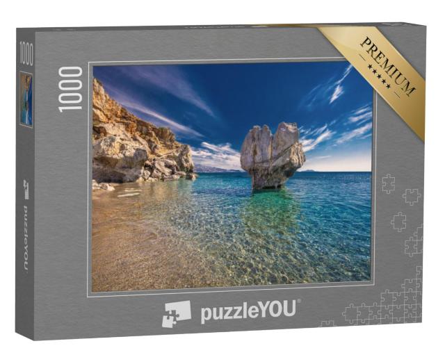 Puzzel 1000 stukjes „Preveli: strand op het eiland Kreta met azuurblauw water, Griekenland“