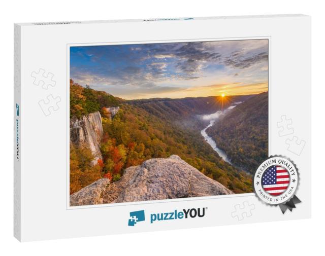New River Gorge, West Virginia, USA Autumn Morning Landsca... Jigsaw Puzzle