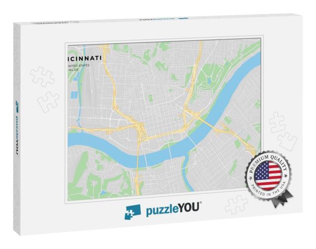 Printable Street Map of Cincinnati Including Highways, Ma... Jigsaw Puzzle