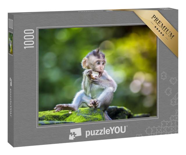 Puzzle „Kleiner Baby-Affe im Affenwald von Ubud, Bali, Indonesien“