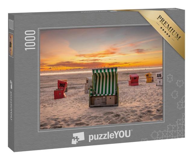 Puzzle „Strandkörbe auf Langeoog bei Sonnenuntergang, Niedersachsen“