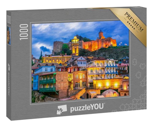 Puzzle 100 Teile „ Altstadt von Tiflis, Georgien nach Sonnenuntergang“