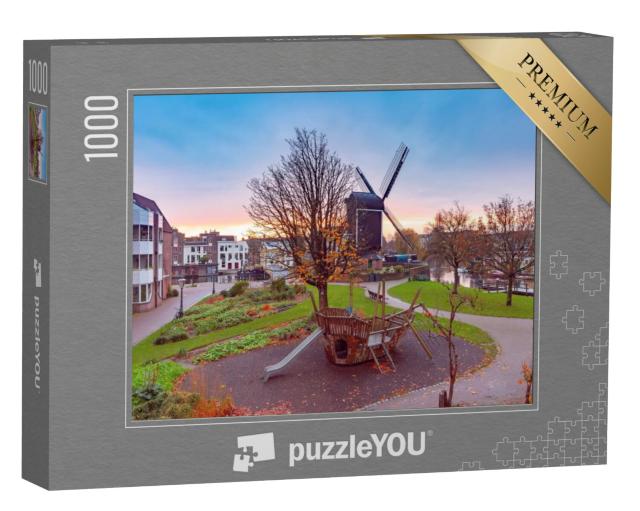 Puzzel 1000 stukjes „Molen De Put bij zonsopgang, Leiden, Zuid-Holland“