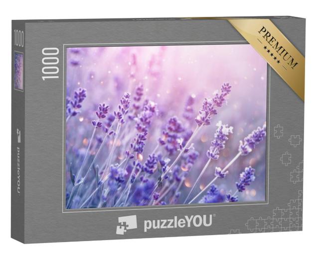 Puzzel 1000 stukjes „Bloeiende lavendel in het zachte avondlicht“