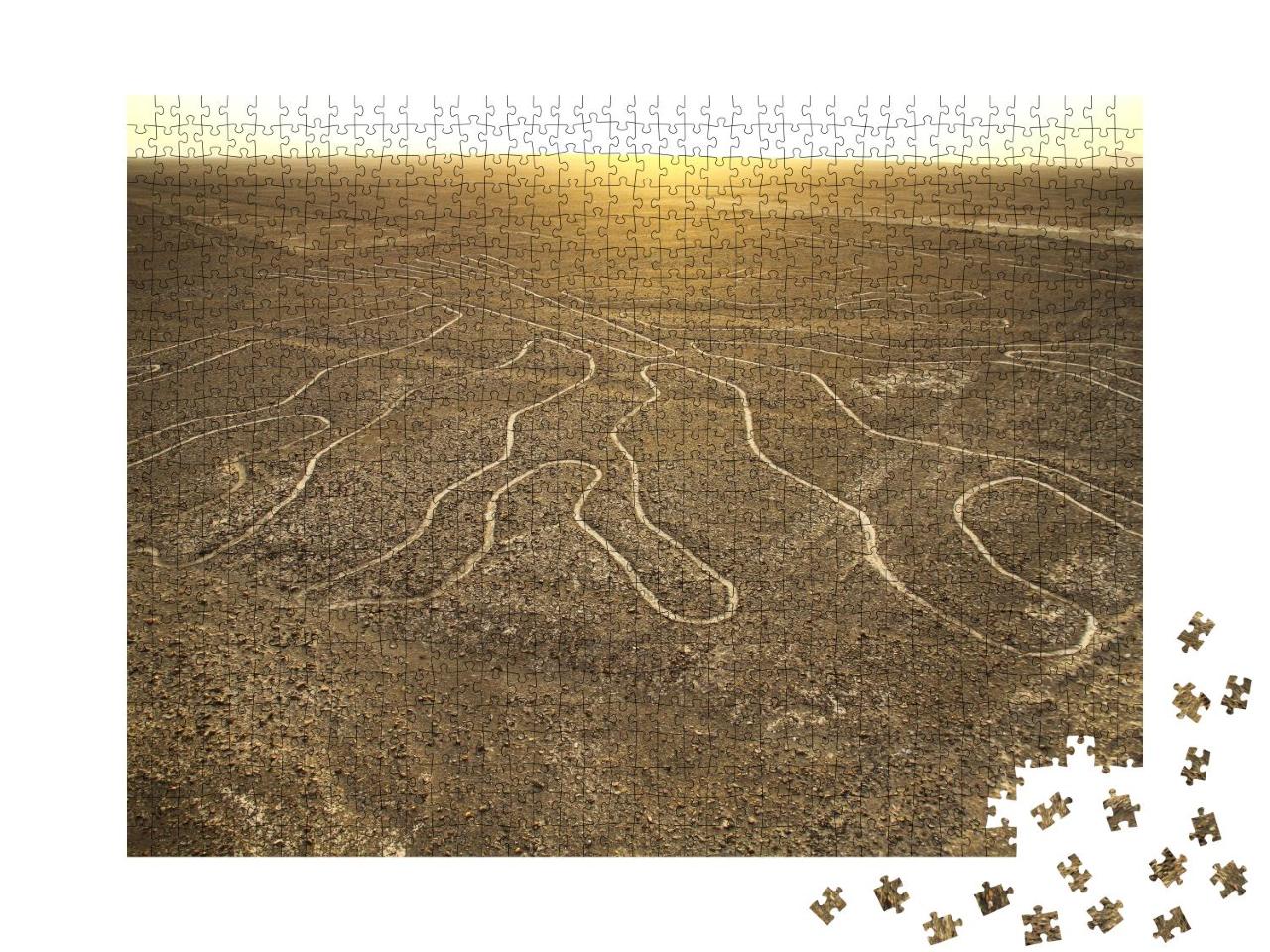 Puzzle 1000 Teile „Nazca-Linien vom Aussichtsturm aus gesehen, Peru“