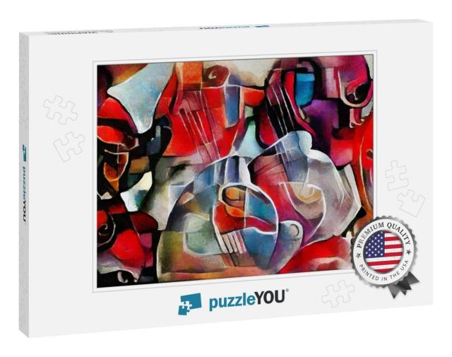 A Bouquet of Beautiful Flowers in a Modern Style & Cubism... Jigsaw Puzzle