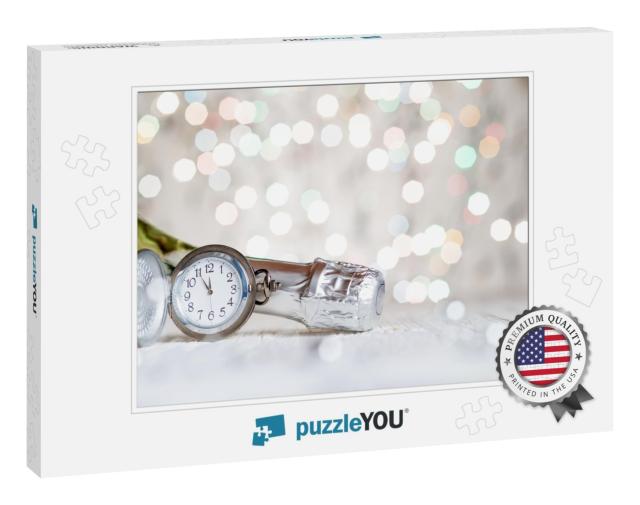New Years Clock & Champagne At Midnight... Jigsaw Puzzle