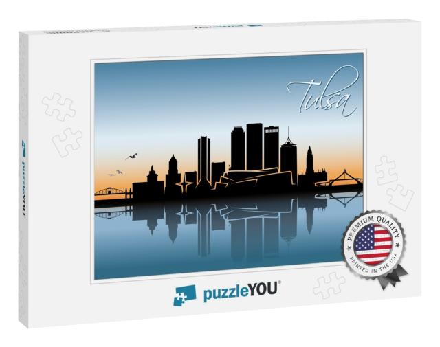 Tulsa Skyline - Oklahoma - Vector Illustration... Jigsaw Puzzle