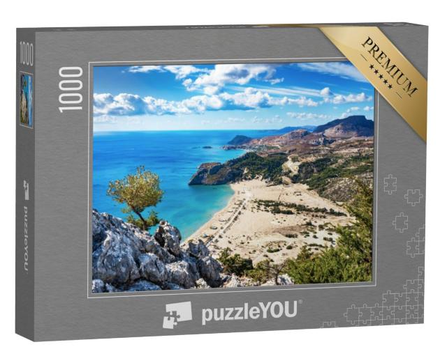 Puzzel 1000 stukjes „Strand met goudkleurig zand: Tsambika, Rhodos, Griekenland“