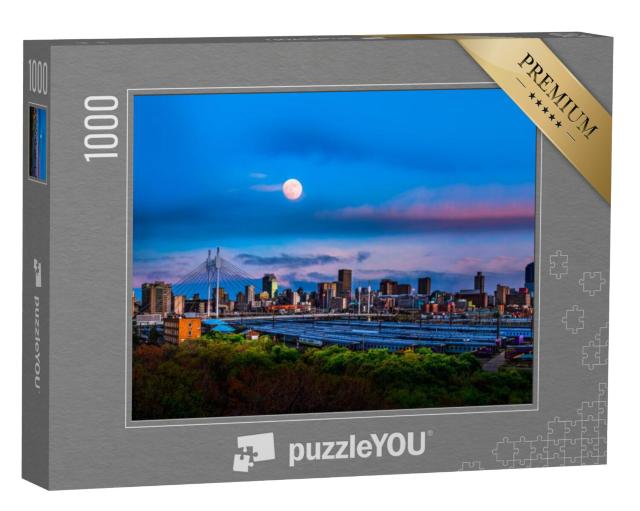 Puzzel 1000 stukjes „Skyline van Johannesburg met de Nelson Mandela Brug“