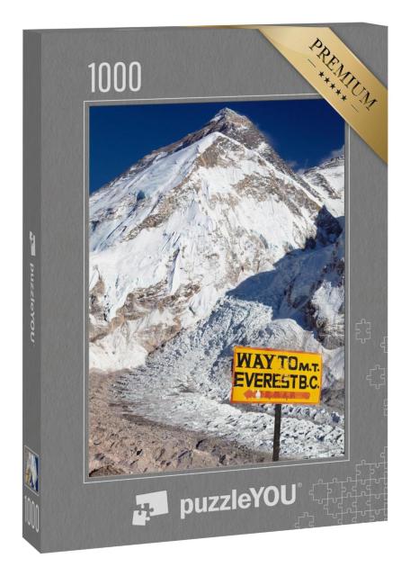 Puzzle 1000 Teile „Wegweiser zum Mount Everest mit Khumbu-Gletscher, Himalaya, Nepal“