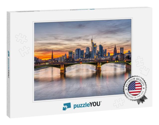The Skyline of Frankfurt in Germany After Sunset... Jigsaw Puzzle
