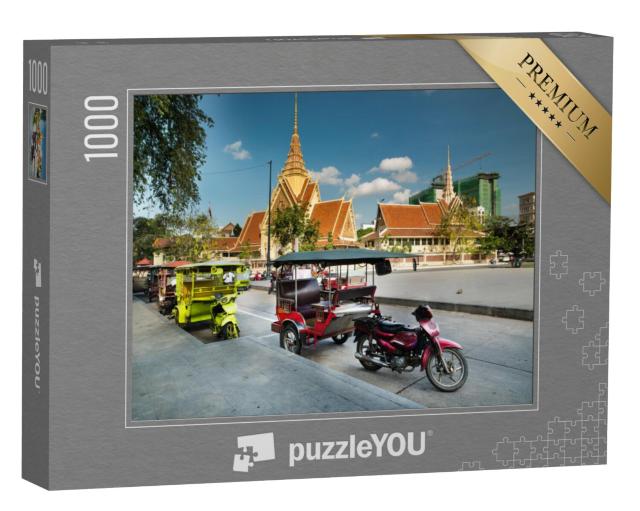 Puzzel 1000 stukjes „Kleurrijke tuk tuk taxi's, Cambodja“