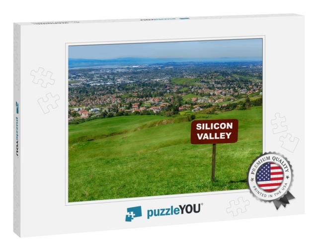 Silicon Valley Sign. Housing Panorama from Mission Peak H... Jigsaw Puzzle
