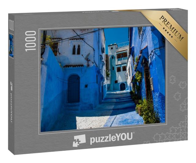 Puzzle 1000 Teile „Straßen der blauen Stadt, Chefchaouen in Marokko“